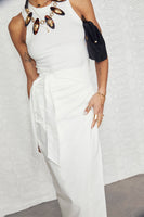 Thumbnail for caption_Model wears White Linen Jaspre Skirt in UK size 10/ US 6
