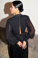 Thumbnail for caption_Model wears Black Studded Azelea Dress in UK 8 / US 4