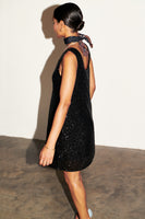 Thumbnail for model wearing Black Sequin Mini Ruby Dress