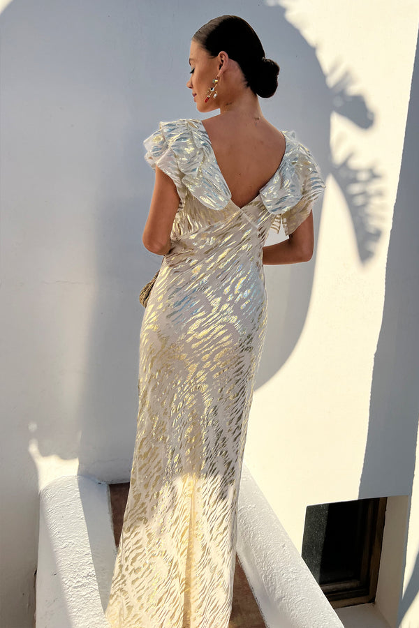 Silver Jacquard Tilda Maxi Dress – Never Fully Dressed