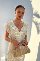 Thumbnail for Close up of Model wearing Silver Tilda Dress