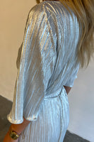 Thumbnail for back shot of silver plisse dress