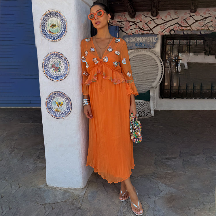 Women's Apricot Embellished Ines Dress in Orange - Size 4 - NFD Outlet Women's Apricot Embellished Ines Dress in Orange - Size 4 - NFD Outlet