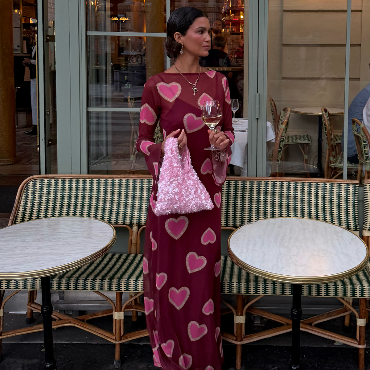 Never Fully Dressed petite burgundy hearts Aria dress