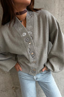 Thumbnail for Model wearing Grey Astrid Knit Bomber