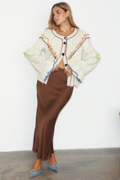 Thumbnail for caption_Model wears  Cream Austin Cardigan in UK size 10/ US 6