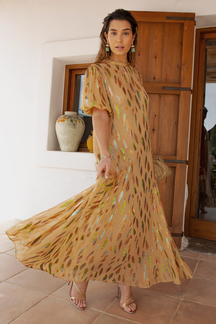 Model wearing Sparkle Jacquard Bibi Maxi Dress