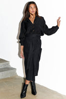Thumbnail for caption_Model wears Black Denim Jaspre Skirt in UK size 10/ US 6