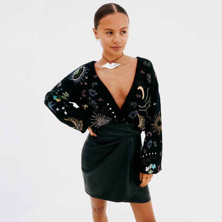 Vegan Leather Mini Jaspre Skirt Petite