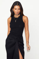 Thumbnail for caption_Model wears Black Cotton Ribbed Tank  in UK size 10/ US 6