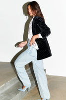 Thumbnail for caption_Model wears Black Velvet Quinn Blazer in UK 8 / US 4