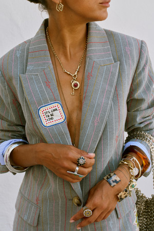Grey Love Pinstripe Blazer