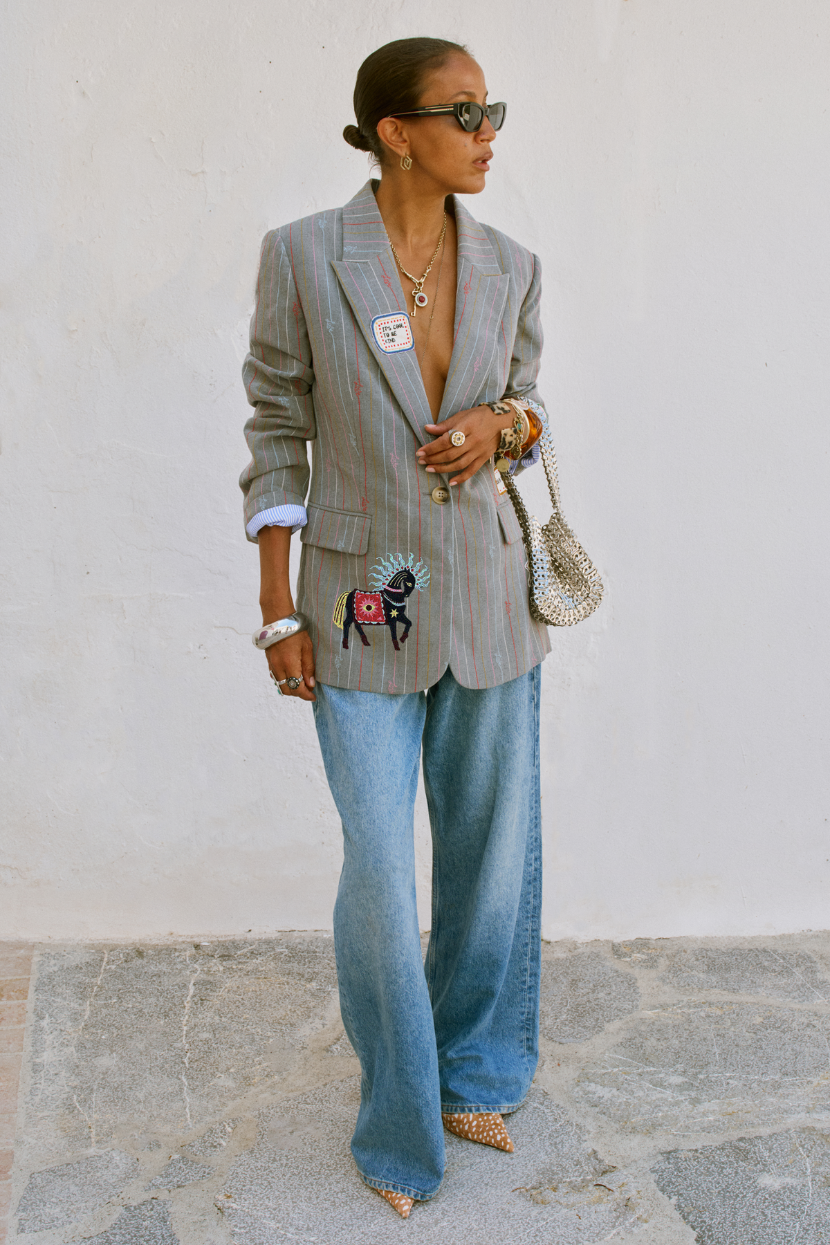 Grey Love Pinstripe Blazer