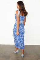 Thumbnail for caption_Model wears Blue Mosaic Jaspre Wrap Skirt in UK size 10/ US 6