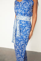 Thumbnail for caption_Model wears Blue Mosaic Jaspre Wrap Skirt in UK size 10/ US 6
