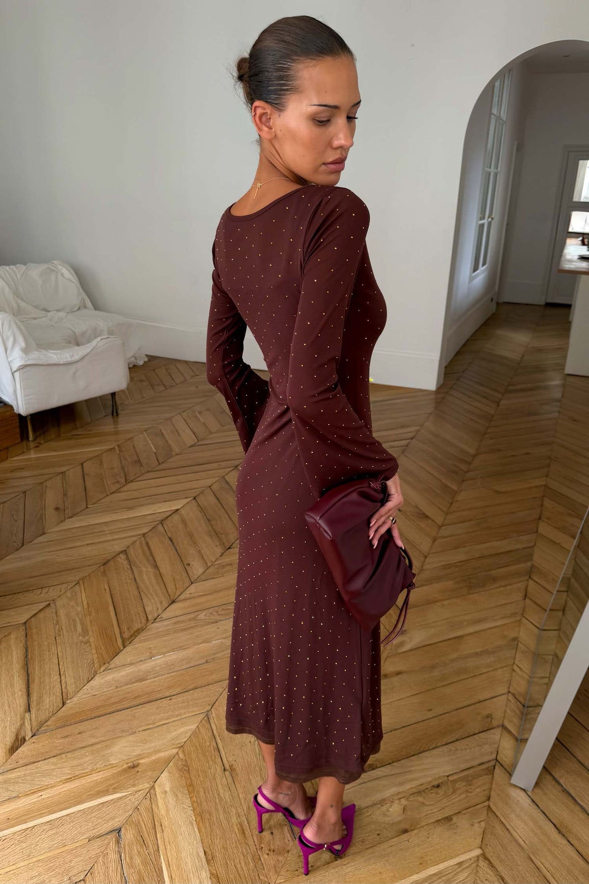 Chocolate Icon Mesh Dress Petite