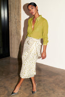 Thumbnail for caption_Model wears Cream And Lime Animal Jacquard Jaspre Skirt in UK 8 / US 4