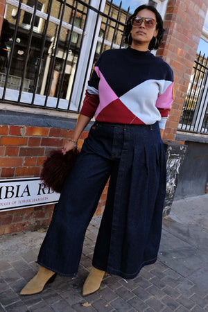 Dark Indigo Denim Belt Skirt