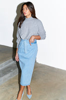 Thumbnail for caption_Model wears Denim Jaspre Skirt in UK size 8 / US 4 