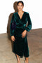 Emerald Velvet Violet Wrap Dress