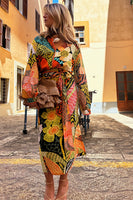 Thumbnail for caption_Model wears Fiji Midi Jaspre Wrap Skirt in UK size 10/ US 6