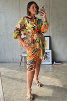 Thumbnail for caption_Model wears Fiji Midi Jaspre Wrap Skirt in UK size 18/ US 14
