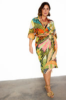 Thumbnail for caption_Model wears Fiji Midi Jaspre Wrap Skirt in UK size 18/ US 14