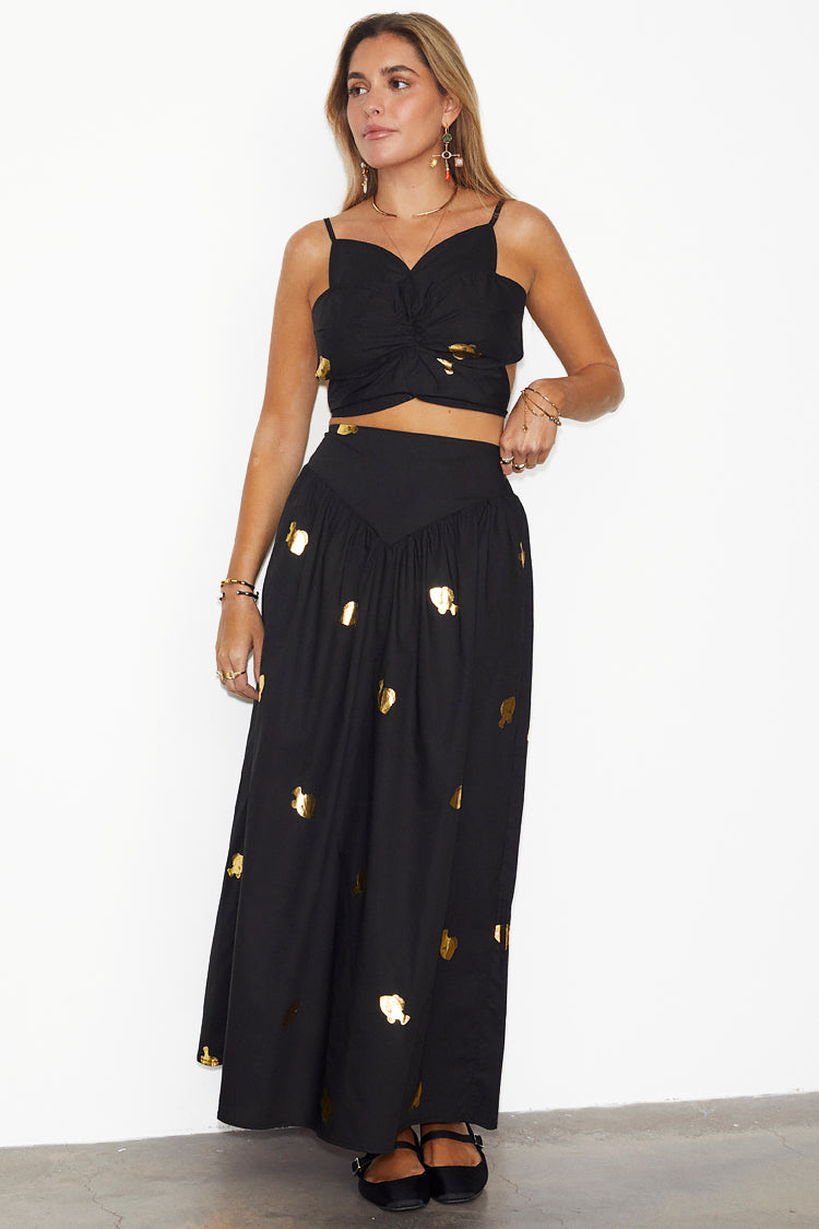Black Marra Skirt With Gold Fish Fleck