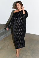 Thumbnail for caption_Model wears Black Animal Jacquard Jem Dress in UK 18 / US 14