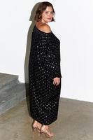 Thumbnail for caption_Model wears Black Animal Jacquard Jem Dress in UK 18 / US 14