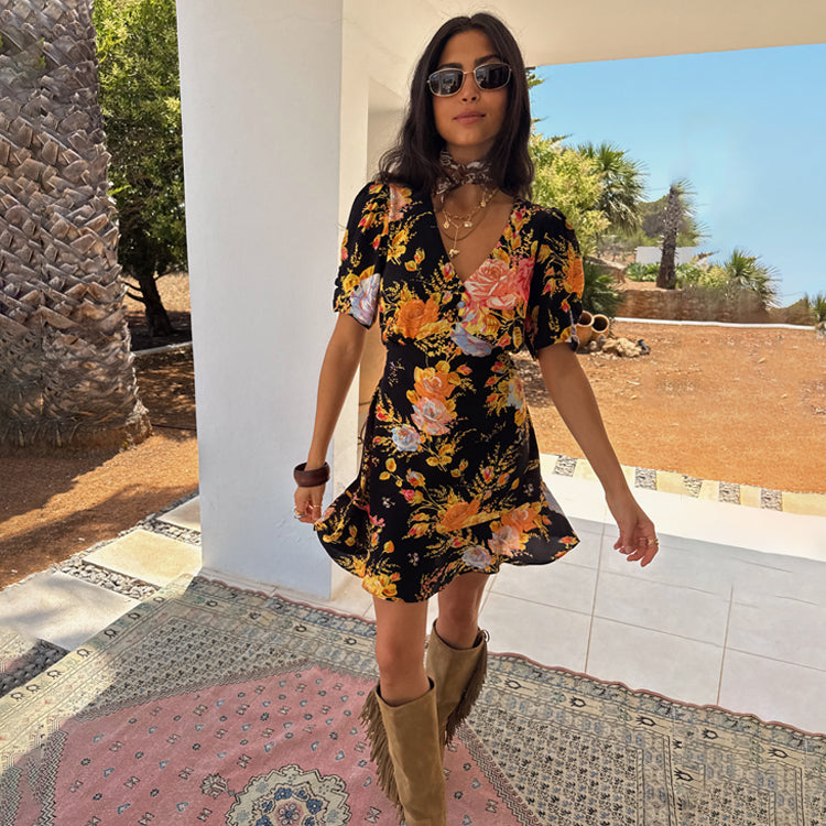 Black Sofia Mini Tea Dress – Never Fully Dressed