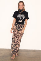Thumbnail for caption_Model wears Black Gaia Leopard T-Shirt in UK size 10/ US 6