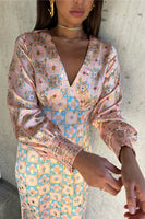 Thumbnail for caption_Model wears Pastel Geo Clash Louella Dress in UK size 10/ US 6