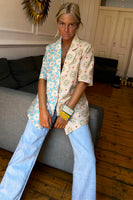 Thumbnail for caption_Model wears Pastel Geo Clash Margo Blazer in UK size 10/ US 6
