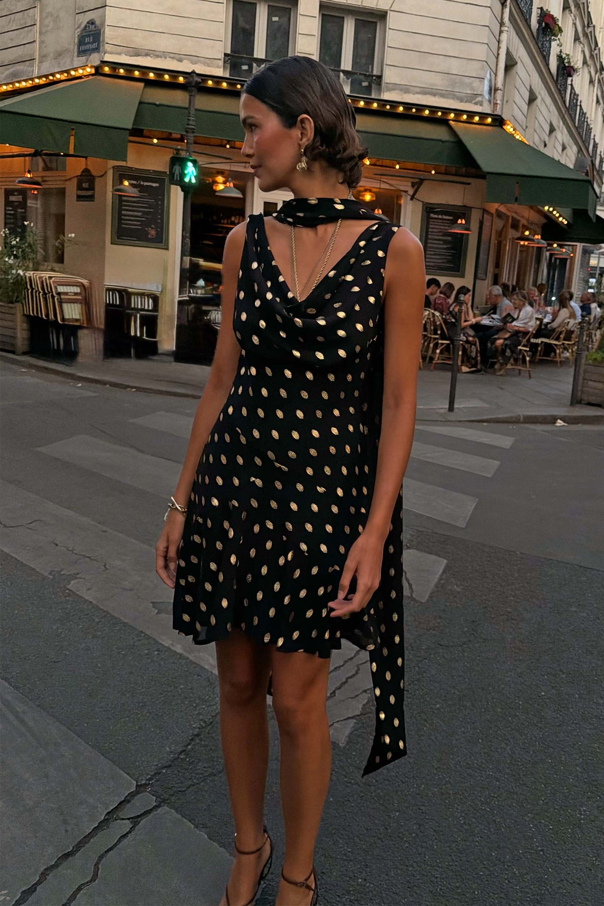 Black Mini Sophie Dress with Gold Fleck