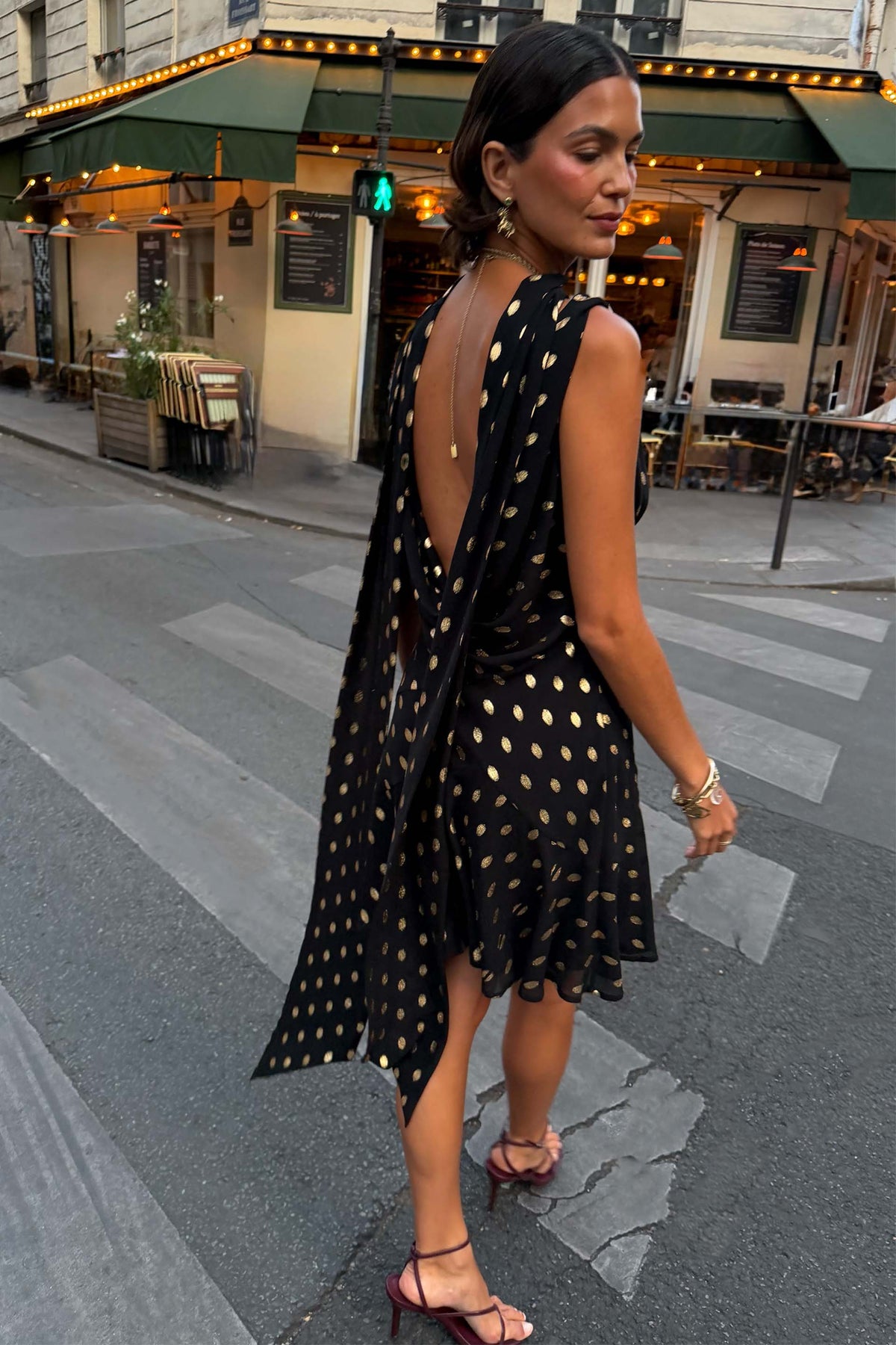 Black Mini Sophie Dress with Gold Fleck