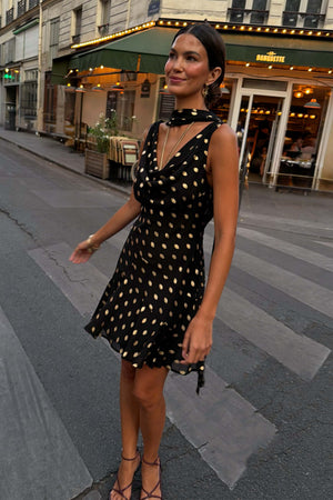Black Mini Sophie Dress with Gold Fleck