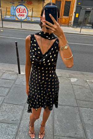 Black Mini Sophie Dress with Gold Fleck