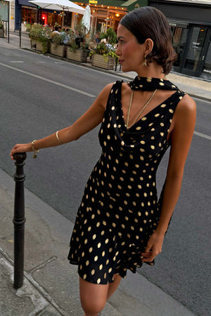 Black Mini Sophie Dress with Gold Fleck