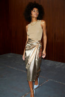 Thumbnail for Gold Vegan Leather Jaspre Skirt