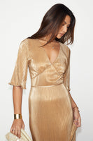Thumbnail for Gold Plisse Dress
