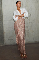 Thumbnail for caption_Model wears Gold Sequin Jaspre Skirt in UK size 10/ US 6