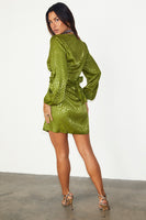 Thumbnail for caption_Model wears Green Jacquard Mini Vienna Dress  in UK size 10/ US 6