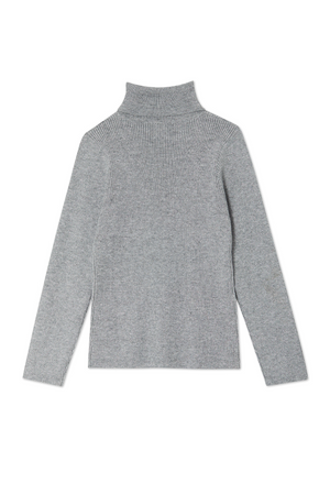 NFD Gunmetal Rib Knit Jumper with a roll neck and silver shimmer flecks, a designed in London staple.