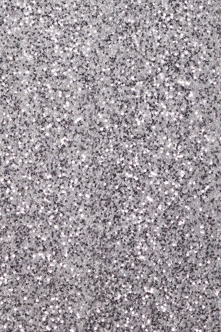 Gunmetal Sequin Soho Dress detail highlighting the shimmering texture of the gunmetal grey sequins.