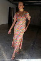 Thumbnail for caption_Model wears. Havana Short Sleeve May Dress  in UK size 10/ US 6