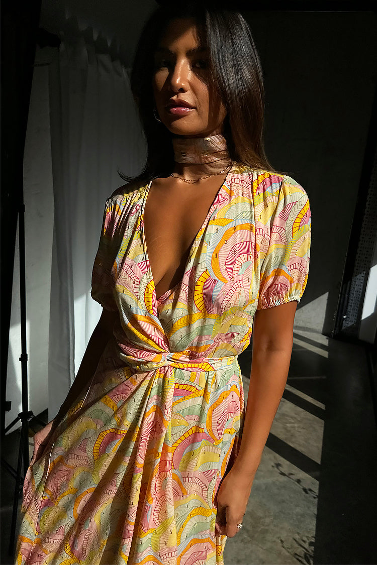 caption_Model wears Havana Wrap Dress in UK size 10/ US 6