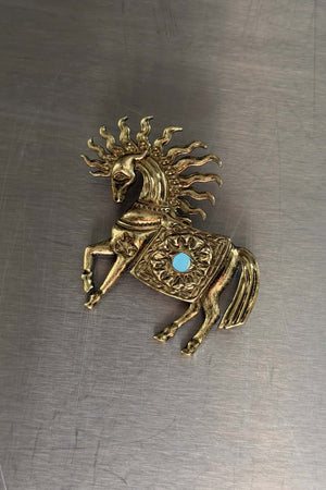 Deloris Brass Horse Broach