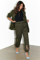 Thumbnail for caption_Model wears Khaki Running Wild Cargo Trousers in UK size 8/ US 4