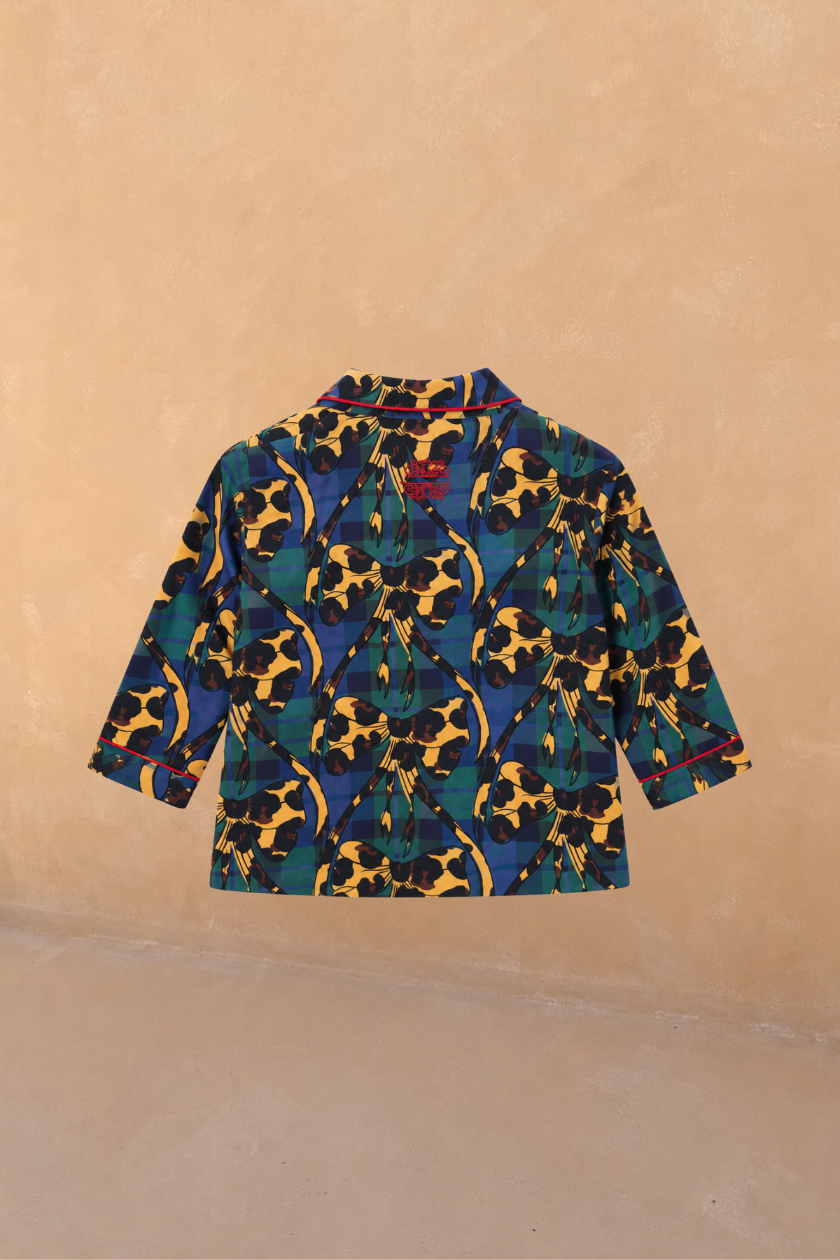 Kids Green Tartan & Leopard Bow Pyjama Set